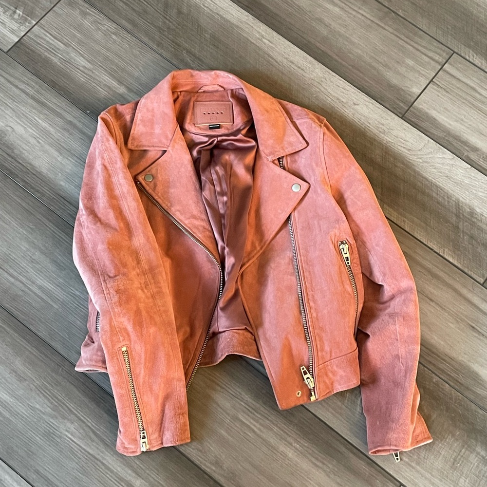 Blank NYC Dusty Pink Genuine Suede Leather Jacket